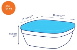 Duralex Professionnels De La Restauration|Boîtes Carrées>Freshbox - Boite de conservation carrée couvercle bleu 1,15L