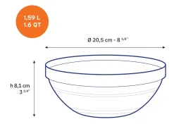 Duralex Professionnels De La Restauration|Saladiers>Le Gigogne - Saladier en verre transparent Empilable 1,59L - 20,5cm