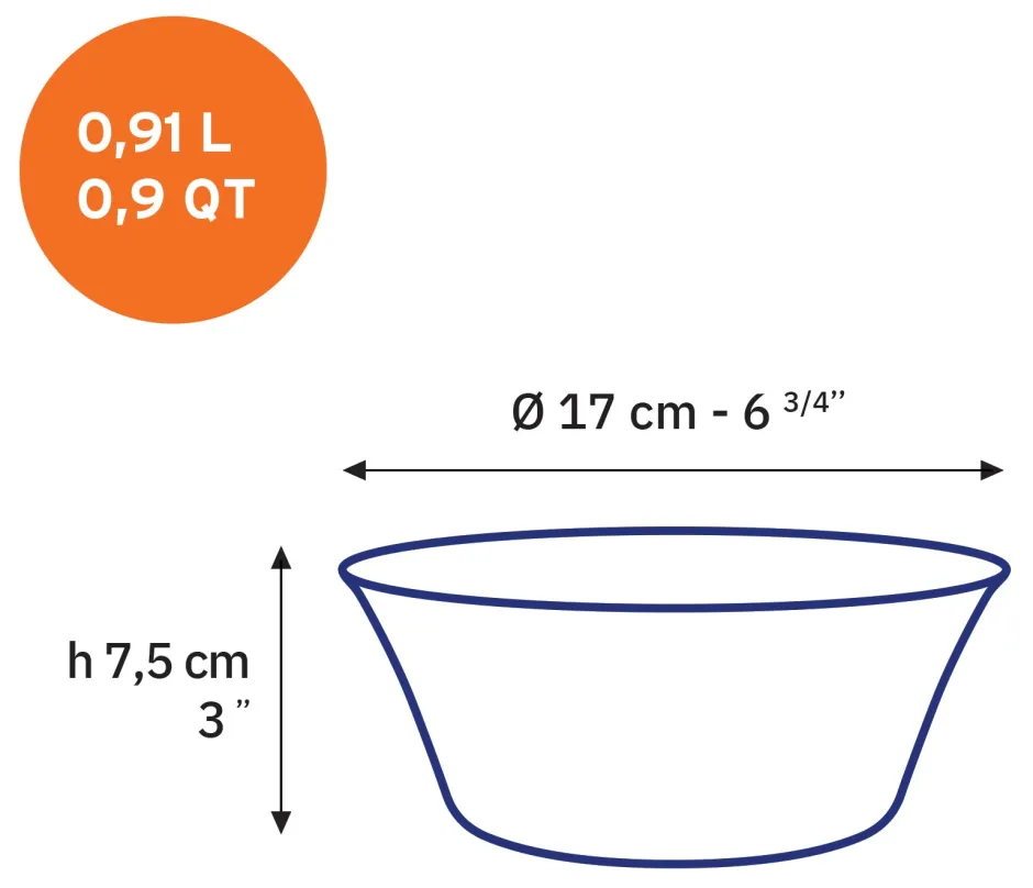 Duralex Professionnels De La Restauration|Saladiers>Lys - Saladier en verre - Bleu Marine - 17cm - 91cl