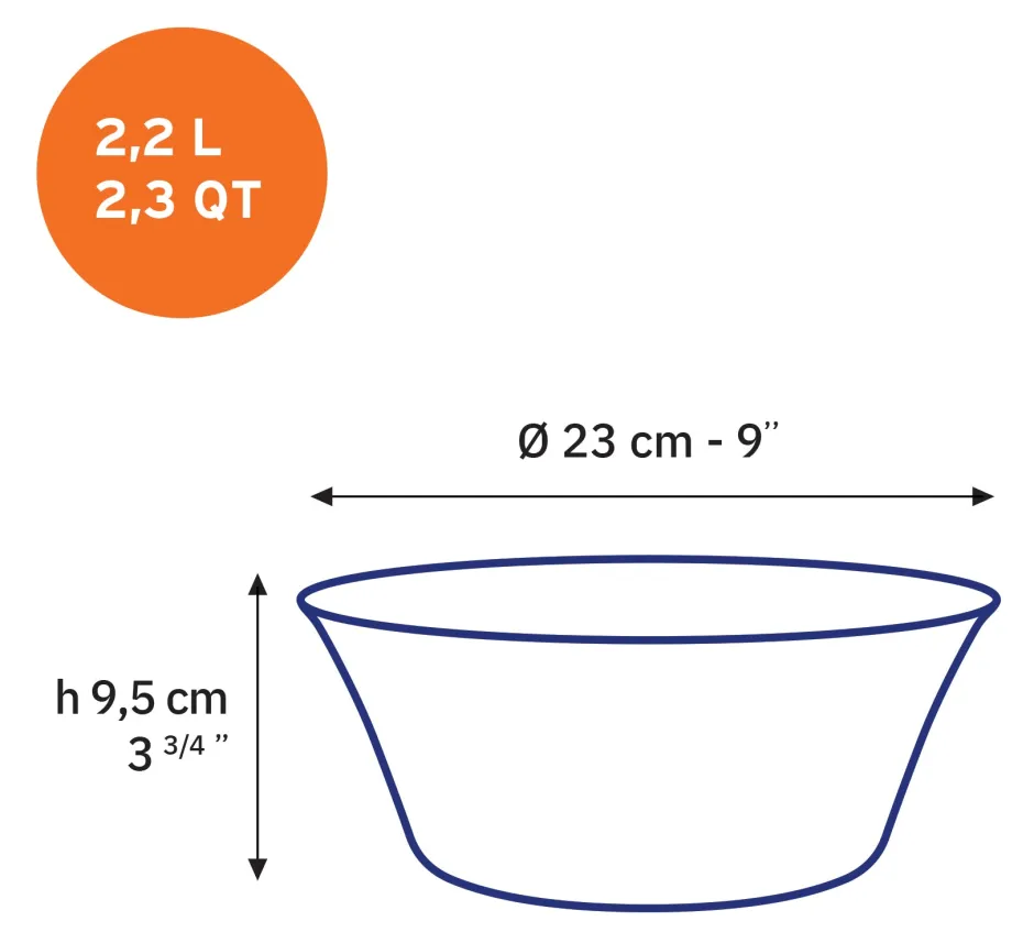 Duralex Professionnels De La Restauration|Saladiers>Lys - Saladier en verre - Vermeil - 23cm - 2,2l