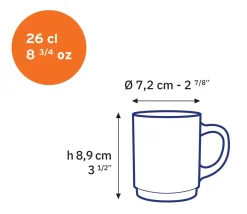Duralex Professionnels De La Restauration|Mugs>Versailles - Mug en verre Prune 26 cl